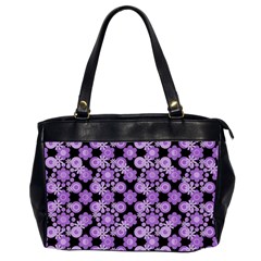 Bitesize Flowers Pearls And Donuts Lilac Black Oversize Office Handbag (2 Sides) by Mazipoodles