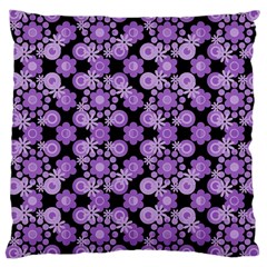 Bitesize Flowers Pearls And Donuts Lilac Black Large Cushion Case (one Side) by Mazipoodles