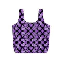 Bitesize Flowers Pearls And Donuts Lilac Black Full Print Recycle Bag (s) by Mazipoodles