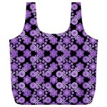 Bitesize Flowers Pearls And Donuts Lilac Black Full Print Recycle Bag (XL) Back