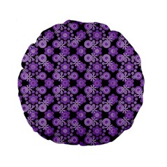 Bitesize Flowers Pearls And Donuts Lilac Black Standard 15  Premium Flano Round Cushions by Mazipoodles