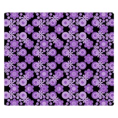 Bitesize Flowers Pearls And Donuts Lilac Black Two Sides Premium Plush Fleece Blanket (small) by Mazipoodles