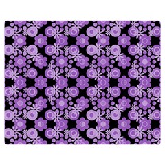 Bitesize Flowers Pearls And Donuts Lilac Black Two Sides Premium Plush Fleece Blanket (medium) by Mazipoodles