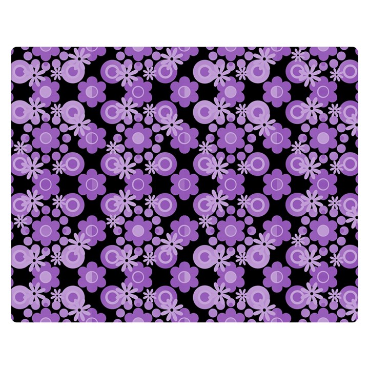 Bitesize Flowers Pearls And Donuts Lilac Black Two Sides Premium Plush Fleece Blanket (Medium)