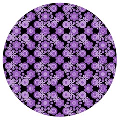 Bitesize Flowers Pearls And Donuts Lilac Black Round Trivet by Mazipoodles