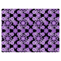 Bitesize Flowers Pearls And Donuts Lilac Black Premium Plush Fleece Blanket (extra Small) by Mazipoodles