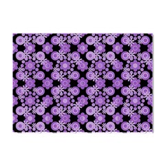 Bitesize Flowers Pearls And Donuts Lilac Black Crystal Sticker (a4) by Mazipoodles