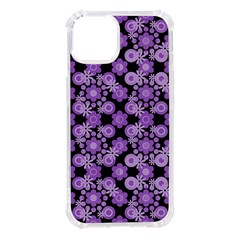 Bitesize Flowers Pearls And Donuts Lilac Black Iphone 14 Tpu Uv Print Case by Mazipoodles