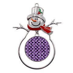 Bitesize Flowers Pearls And Donuts Lilac Black Metal Snowman Ornament