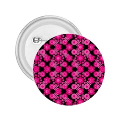 Bitesize Flowers Pearls And Donuts Fuchsia Black 2 25  Buttons by Mazipoodles