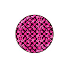 Bitesize Flowers Pearls And Donuts Fuchsia Black Hat Clip Ball Marker (4 Pack) by Mazipoodles