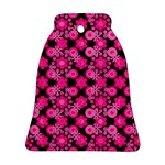 Bitesize Flowers Pearls And Donuts Fuchsia Black Bell Ornament (Two Sides) Front