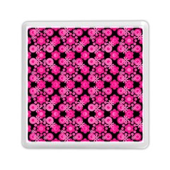 Bitesize Flowers Pearls And Donuts Fuchsia Black Memory Card Reader (square) by Mazipoodles