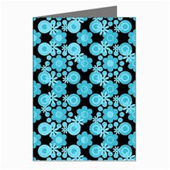 Bitesize Flowers Pearls And Donuts Blue Teal Black Greeting Cards (pkg Of 8) by Mazipoodles