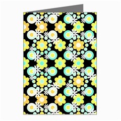 Bitesize Flowers Pearls And Donuts Yellow Spearmint Orange Black White Greeting Cards (pkg Of 8) by Mazipoodles