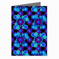 Bitesize Flowers Pearls And Donuts Purple Blue Black Greeting Cards (pkg Of 8) by Mazipoodles