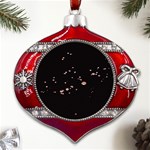 Abstract Rose Gold Glitter Background Metal Snowflake And Bell Red Ornament Front