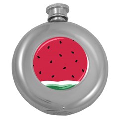 Minimalist Summer Watermelon Wallpaper Round Hip Flask (5 Oz) by Ravend