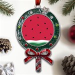 Minimalist Summer Watermelon Wallpaper Metal X Mas Lollipop with Crystal Ornament Front