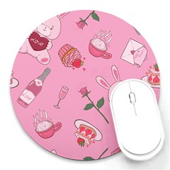 Valentine Pattern Round Mousepad