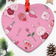 Valentine Pattern Heart Ornament (two Sides) by designsbymallika