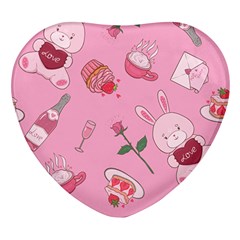 Valentine Pattern Heart Glass Fridge Magnet (4 Pack)