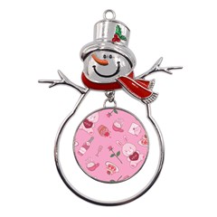 Valentine Pattern Metal Snowman Ornament