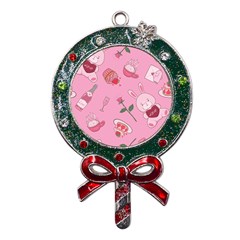 Valentine Pattern Metal X mas Lollipop With Crystal Ornament