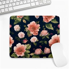 Wallpaper-with-floral-pattern-green-leaf Large Mousepad by designsbymallika