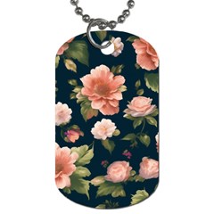 Wallpaper-with-floral-pattern-green-leaf Dog Tag (one Side) by designsbymallika