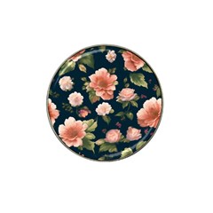 Wallpaper-with-floral-pattern-green-leaf Hat Clip Ball Marker by designsbymallika