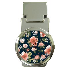 Wallpaper-with-floral-pattern-green-leaf Money Clip Watches by designsbymallika