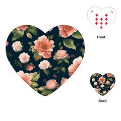 Wallpaper-with-floral-pattern-green-leaf Playing Cards Single Design (heart)