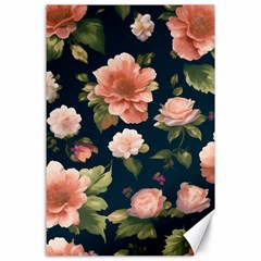 Wallpaper-with-floral-pattern-green-leaf Canvas 24  X 36 