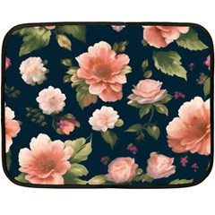 Wallpaper-with-floral-pattern-green-leaf Fleece Blanket (mini) by designsbymallika