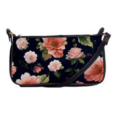 Wallpaper-with-floral-pattern-green-leaf Shoulder Clutch Bag by designsbymallika