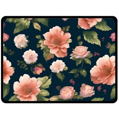 Wallpaper-with-floral-pattern-green-leaf Fleece Blanket (large) by designsbymallika