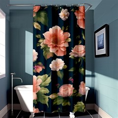 Wallpaper-with-floral-pattern-green-leaf Shower Curtain 36  X 72  (stall)  by designsbymallika