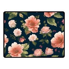 Wallpaper-with-floral-pattern-green-leaf Two Sides Fleece Blanket (small) by designsbymallika