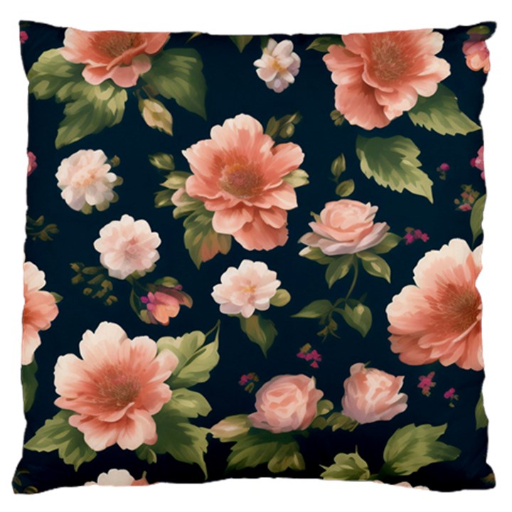 Wallpaper-with-floral-pattern-green-leaf Standard Premium Plush Fleece Cushion Case (Two Sides)