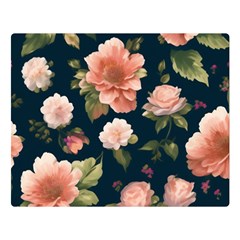 Wallpaper-with-floral-pattern-green-leaf Two Sides Premium Plush Fleece Blanket (large) by designsbymallika