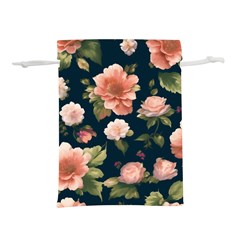 Wallpaper-with-floral-pattern-green-leaf Lightweight Drawstring Pouch (l) by designsbymallika