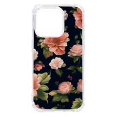 Wallpaper-with-floral-pattern-green-leaf Iphone 14 Pro Tpu Uv Print Case by designsbymallika