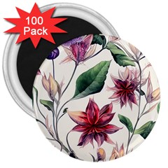 Floral Pattern 3  Magnets (100 Pack) by designsbymallika