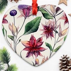 Floral Pattern Heart Ornament (two Sides)