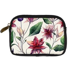 Floral Pattern Digital Camera Leather Case by designsbymallika