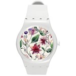 floral pattern Round Plastic Sport Watch (M) Front