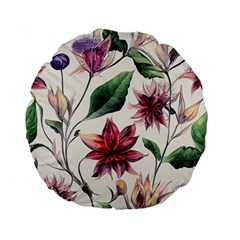 Floral Pattern Standard 15  Premium Flano Round Cushions by designsbymallika