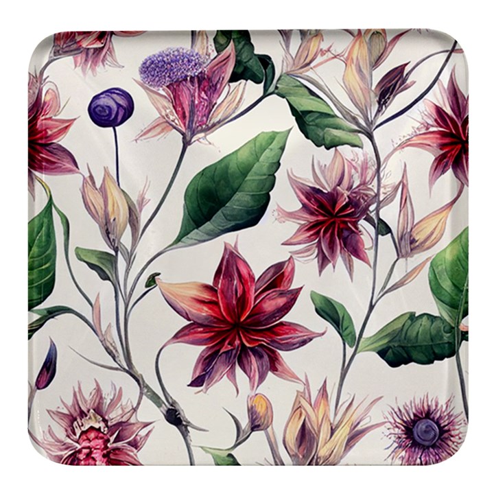 floral pattern Square Glass Fridge Magnet (4 pack)