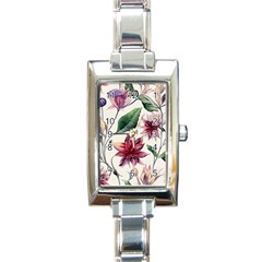 Floral Pattern Rectangle Italian Charm Watch